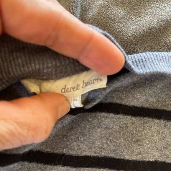 Derek heart button up gray and black striped cardigan - Picture 3 of 4